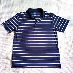 PGA large men's navy stripped golf shirt white lightweight